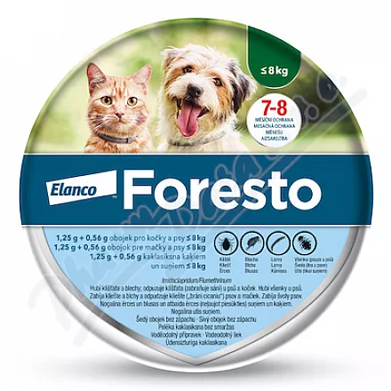 Foresto 1.25g+0.56g obojek kočky+psy do 8kg 38cm - Veterinární přípravky a potřeby pro vaše mazlíčky.