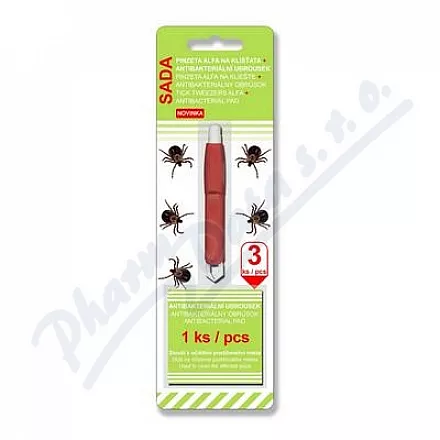 Pęseta na kleszcze ALFA + chusteczka antybakteryjna - Veterinární přípravky a potřeby pro vaše mazlíčky.