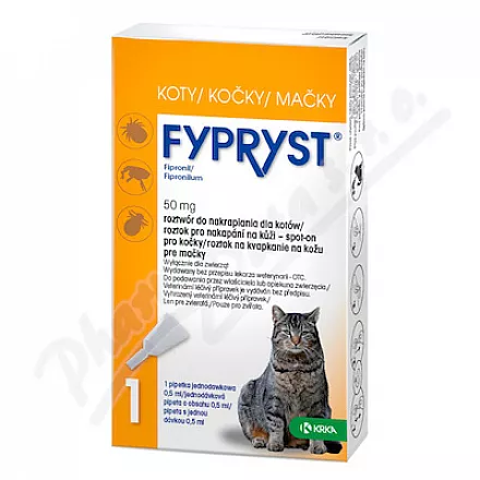 Fypryst 50mg spot-on pro kočky 1x0.5ml - Veterinární přípravky a potřeby pro vaše mazlíčky.