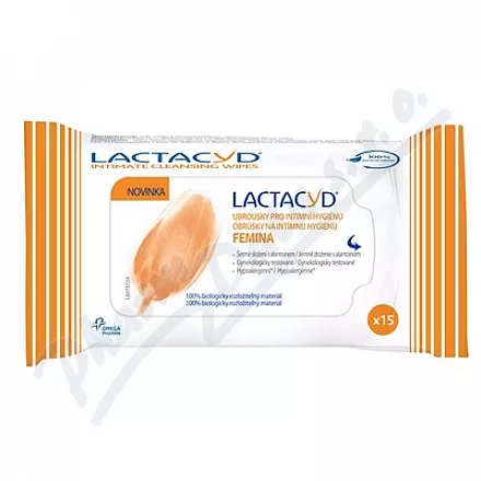 Lactacyd Femina chusteczki 15szt - intimní hygiena, ubrousky,intimní vlhčené ubrousky,ubrousky na intimní hygienu,