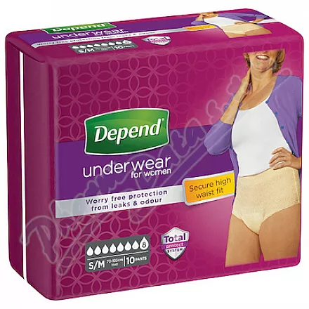 Depend Super majtki inkontynencyjne z wyższym stanem rozmiar S/M 10szt