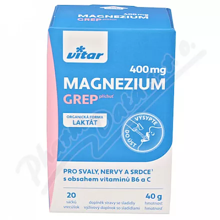 Vitar Magnez 400mg+vit.B6+vit.C grep saszetka 20x2g