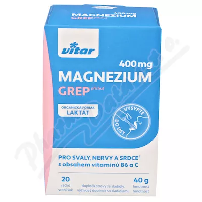 Vitar Magnézium 400mg+vit.B6+vit.C grep 20x2g