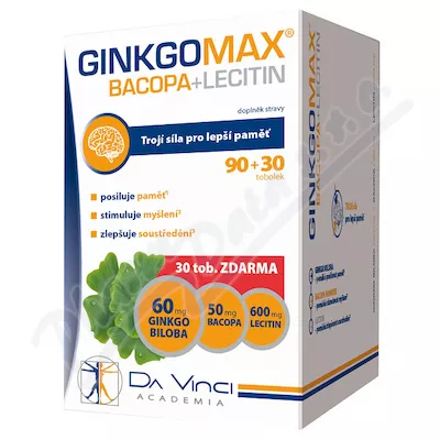 GinkgoMAX+Bacopa+Lecytyna DaVinciAcademia tob.90+30