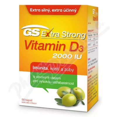 GS Extra Strong Vitamin D3 2000IU cps.90 ČR/SK