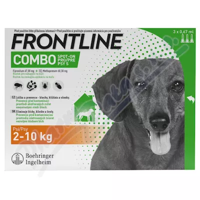 Frontline Combo Spot on Dog 2-10kg pipeta 3x0.67ml - Veterinární přípravky a potřeby pro vaše mazlíčky.