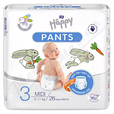 Happy Pants Midi plenkové kalhotky 6-11kg 26ks