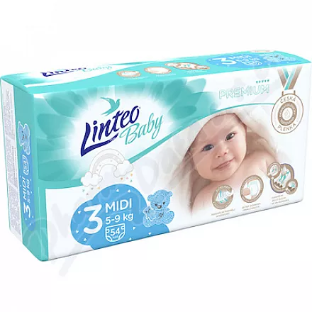 Linteo Baby Dětské plenky PREMIUM MIDI 5-9kg 54ks