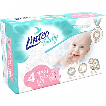 Pieluszki dla niemowląt LINTEO BABY PREMIUM MAXI 8-15kg 50szt