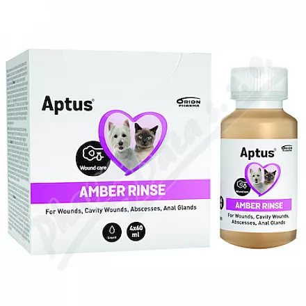 APTUS Amber Rinse płyn do płukania ran dla psów/kotów 4x60ml - Veterinární přípravky a potřeby pro vaše mazlíčky.