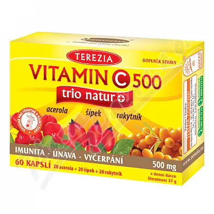 TEREZIA Witamina C 500mg trio natur+ cps.60
