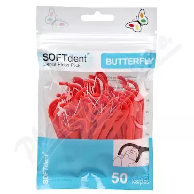 SOFTdent Butterfly wykałaczki dentystyczne z nicią dentystyczną 50szt