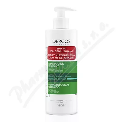 VICHY DERCOS Šampon lupy mastné vlasy 390ml