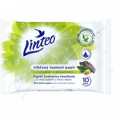 Nawilżany papier toaletowy LINTEO 10szt z korą dębu