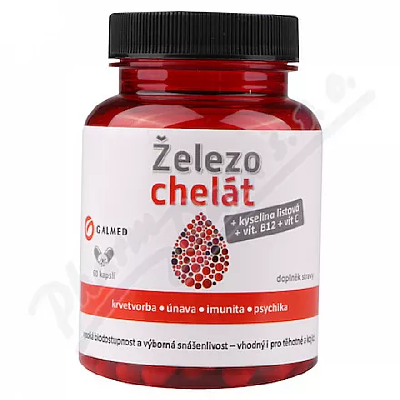 Chelat żelaza+vit.B9+vit.B12+vit.C cps.60 Galmed