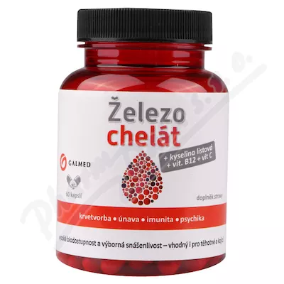 Železo chelát+vit.B9+vit.B12+vit.C cps.60 Galmed