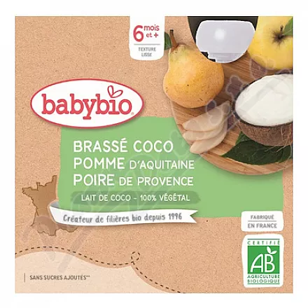BABYBIO mleko kokosowe-jabłko-gruszka 6m+ 4x85g