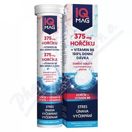 IQ Mag Hořčík 375mg+vit.B6 pomeranč šum.tbl 20ks
