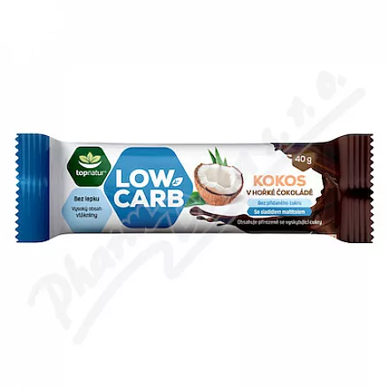 Topnatur LOW CARB tyčinka kokos v hoř.čokoládě 40g