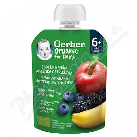 Gerber Kapsułki jabłko.ban.sosna.jeżyna. BIO 90g 6M