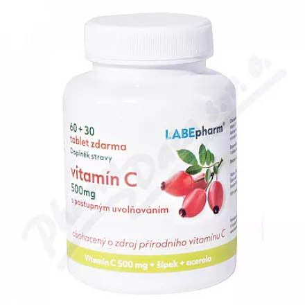 Labe Pharm Vitamín C 500mg+šípek+acerola tbl.90
