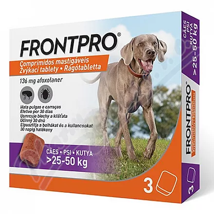 Frontpro 136mg 25-50kg do żucia tbl.3 - Veterinární přípravky a potřeby pro vaše mazlíčky.