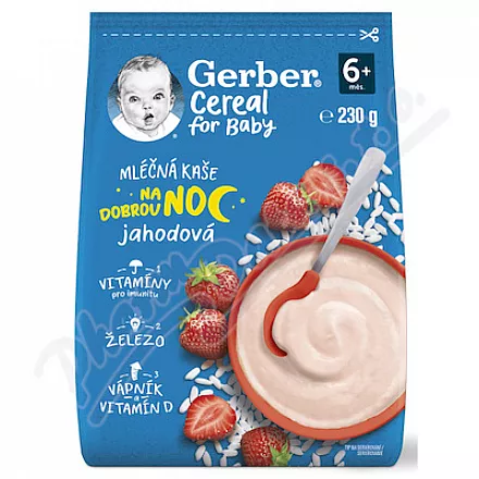 Gerber Kaszka na dobranoc truskawkowa 230g 6M