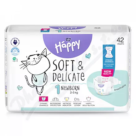 Happy Soft&Delicate 1 dětské pleny 2-5kg 42ks
