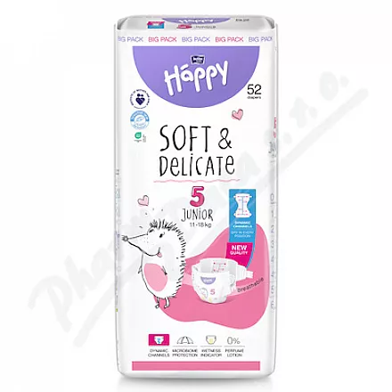Happy Soft&Delicate 5 pieluszek dla niemowląt 11-18kg 52szt