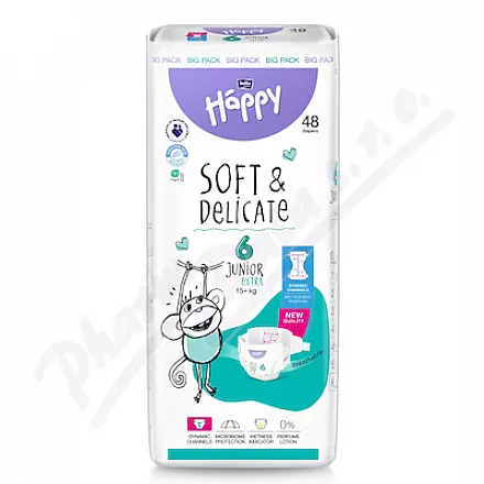 Happy Soft&Delicate 6 dětské pleny 15+kg 48ks