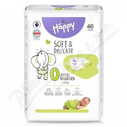 Happy Soft&Delicate 0 Pieluszki dla niemowląt 2kg 46szt