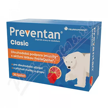 Preventan Clasic o smaku malinowym i grejpfrutowym tbl.90