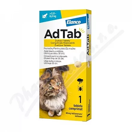 AdTab 48mg tabletki do żucia dla kotów >2-8kg 1szt - Veterinární přípravky a potřeby pro vaše mazlíčky.