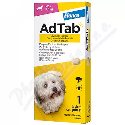 AdTab 112mg tabletki do żucia dla psów >2,5-5,5kg 1szt. - Veterinární přípravky a potřeby pro vaše mazlíčky.