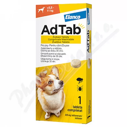AdTab 225mg tabletki do żucia dla psów >5,5-11kg 1szt - Veterinární přípravky a potřeby pro vaše mazlíčky.