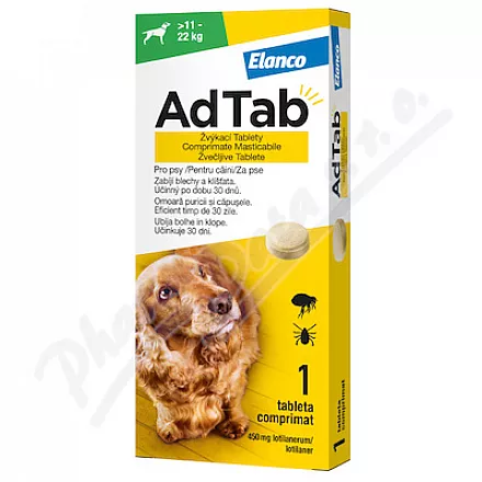 AdTab 450mg tabletki do żucia dla psów >11-22kg 1szt - Veterinární přípravky a potřeby pro vaše mazlíčky.