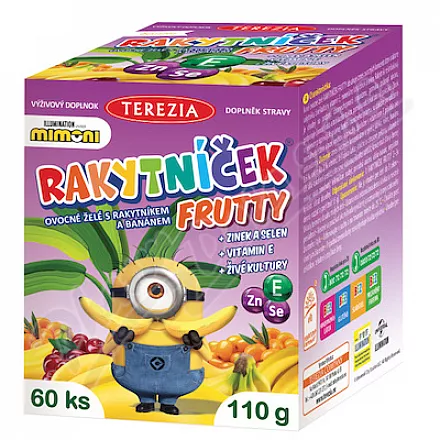 RAKYTNÍČEK Frutty želat.+Zn+Se+vit.E 60ks Mimoni