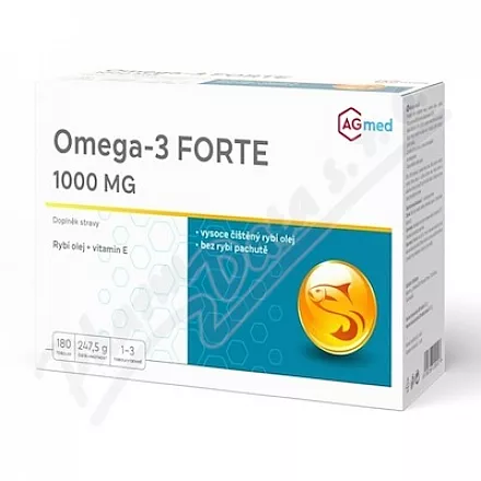 Omega-3 FORTE 1000mg olej rybi wit.E tob.180 AGmed