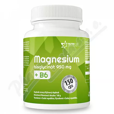 Bisglicynian magnezu 950mg B6 cps.150