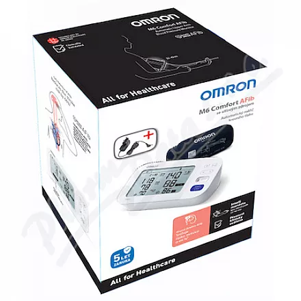 Tonometr digi.OMRON M6 Comfort AFib pažní+zdroj