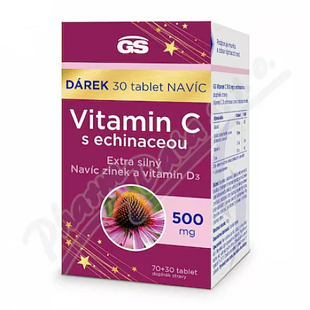 GS Vitamin C 500mg s echinaceou tbl.70+30 dárek