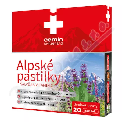 Cemio Alpské pastilky Šalvěj a vitamin C past.20