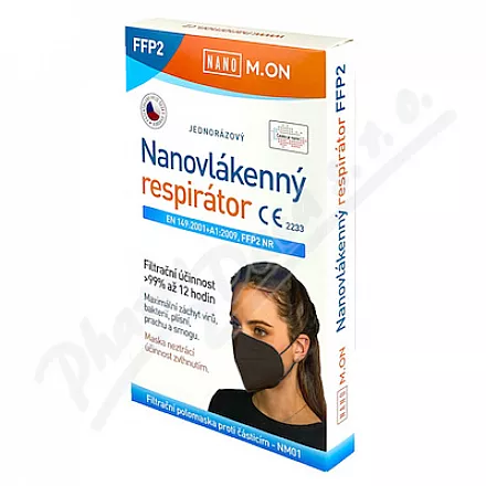NANO M.ON nanovlákenný respirátor FFP2 černý 5ks