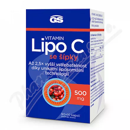 GS Vitamin Lipo C 500mg z dziką różą cps.90 10