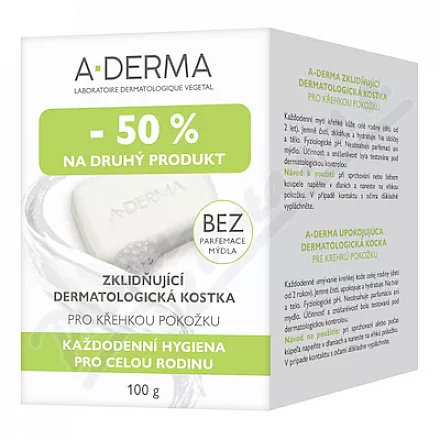 A-DERMA Zklidňující dermatologická kostka DUO 100g - odličování,odličování obličeje,čištění obličeje,čistění pleti,