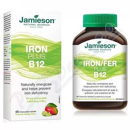 JAMIESON Železo plus B12 cucací tablety tbl.45