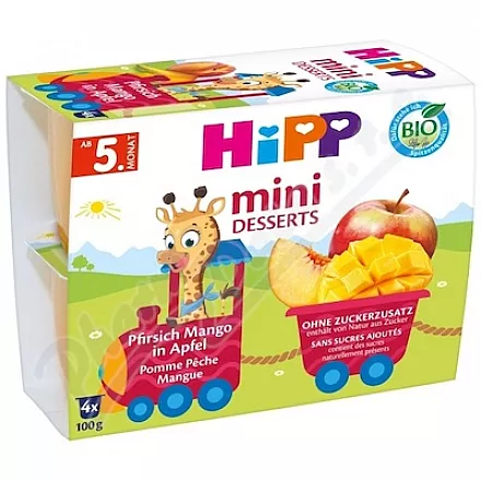 HiPP mini dezert jablka-broskve BIO 5m 4x100g