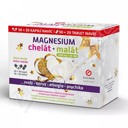 Magnesium chelát cps.50+20+malát tbl.50+20 Galmed