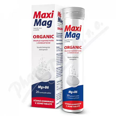MaxiMag Organic 20 šumivých tablet