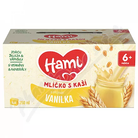 Hami Mlíčko s kaší s příchutí vanilka 4x250ml 6m+